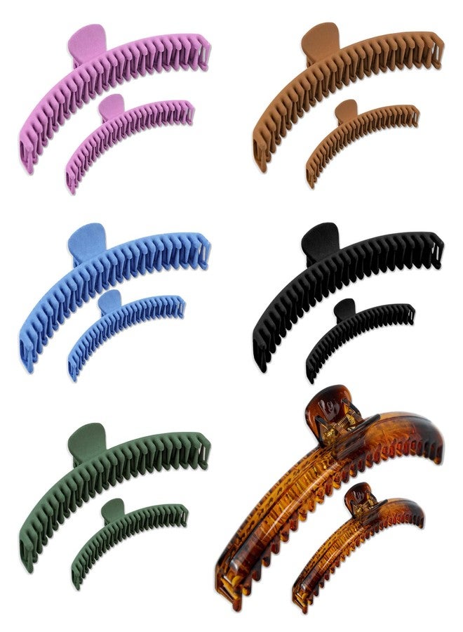 Koceci 12 Pcs Hold Everything Hair Claw Clips, 4.7 Inch and 2.5 Inch Claw Clips Set for Thick ，Thin ，Straight and Curly Hair, Strong Clip Non-Slip 6 Colors Double Row Teeth Hair Claw Clips (colorful) - Image 1